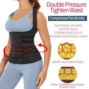 Sauna Waist Trainer Vest Workout Body Shaper Women Neoprene Sweat Slimming Sheath Double Tummy Control Trimmer Belts Corset Top