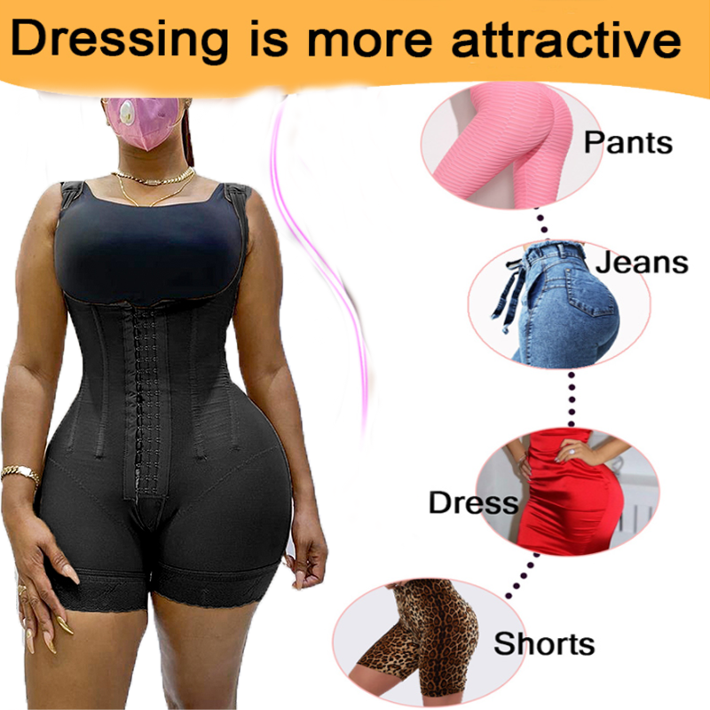 Fajas Colombianas Bodyshaper High Compression Abdomen Control Double Bodysuit Waist Trainer Open Bust Skims Kim Kardashian