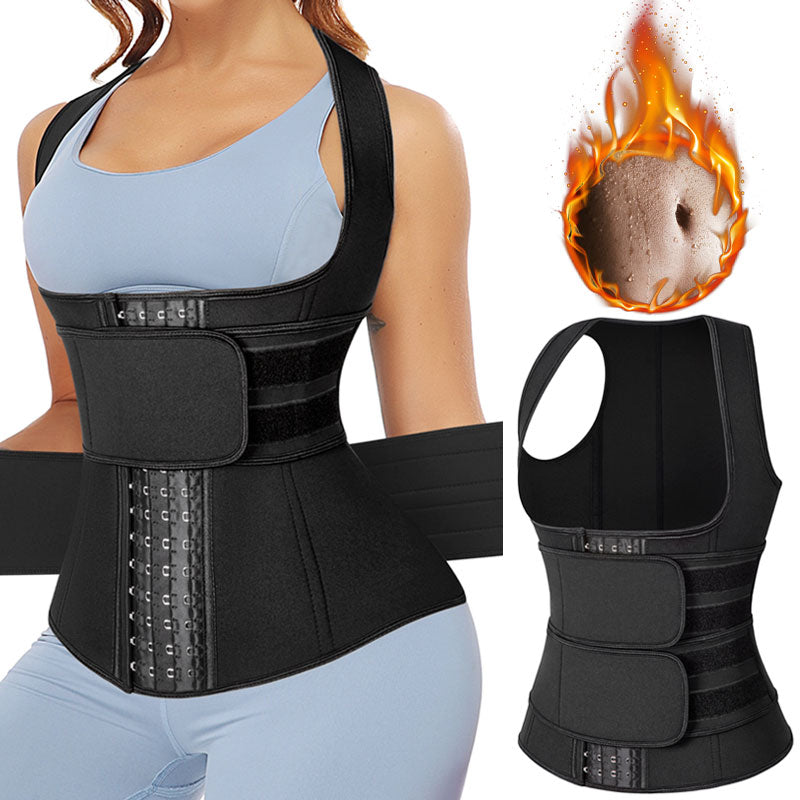 Sauna Waist Trainer Vest Workout Body Shaper Women Neoprene Sweat Slimming Sheath Double Tummy Control Trimmer Belts Corset Top