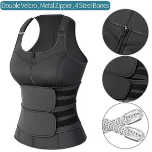 Sauna Waist Trainer Vest Workout Body Shaper Women Neoprene Sweat Slimming Sheath Double Tummy Control Trimmer Belts Corset Top