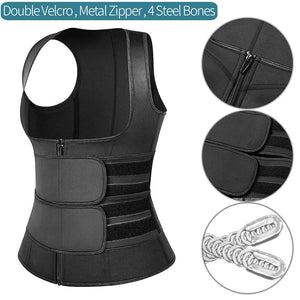 Sauna Waist Trainer Vest Workout Body Shaper Women Neoprene Sweat Slimming Sheath Double Tummy Control Trimmer Belts Corset Top