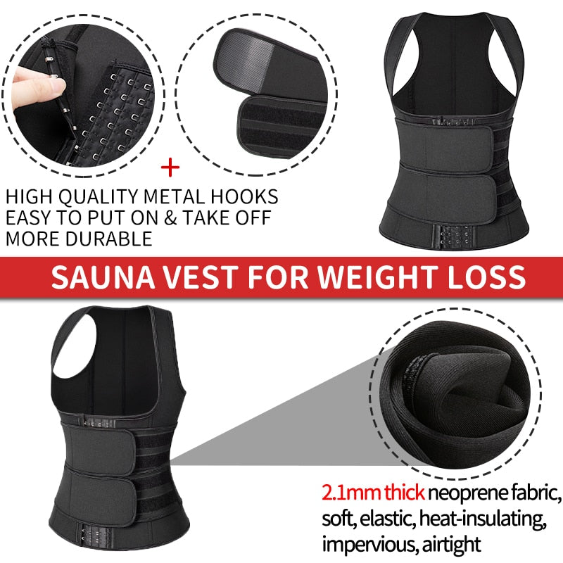 Sauna Waist Trainer Vest Workout Body Shaper Women Neoprene Sweat Slimming Sheath Double Tummy Control Trimmer Belts Corset Top