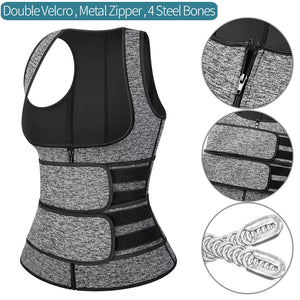 Sauna Waist Trainer Vest Workout Body Shaper Women Neoprene Sweat Slimming Sheath Double Tummy Control Trimmer Belts Corset Top