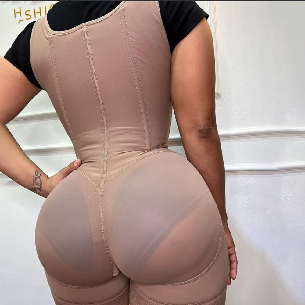 Women&#39;S Corset Bodyshaper High Compression Garment Abdomen Control Double Bodysuit Waist Trainer Open Bust Bodysuit