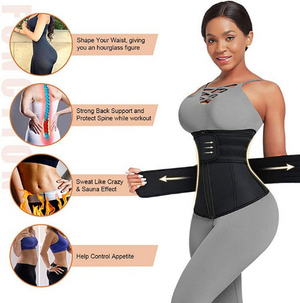 Women Slimming Workout Compression Double Belt Neoprene Waist Trainer Corset - GIRL BODY LUX